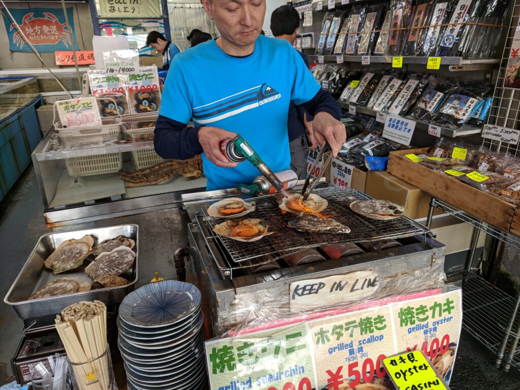 Sapporo Fish Market -Scallop Vendor